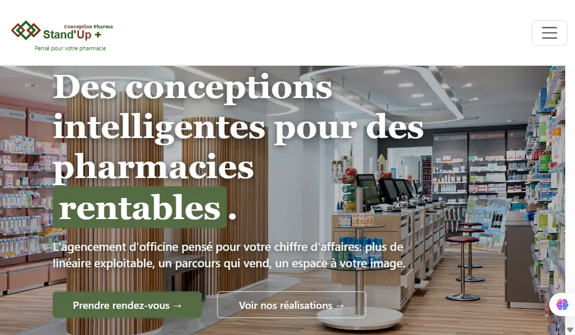 réalisation de site pour menuisier et agenceur pharmacie